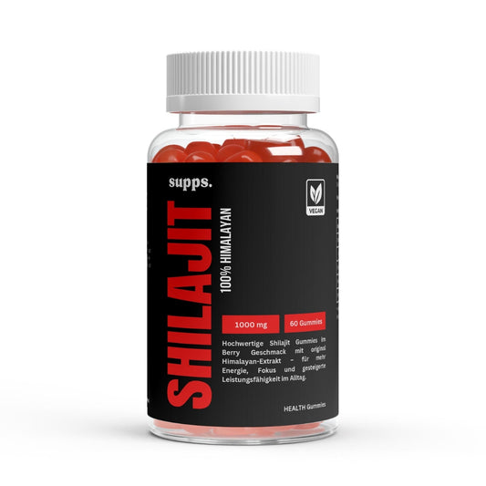 Shilajit Gums Supplement – fruchtige Gummibärchen mit 1000 mg Shilajit-Extrakt, Fulvinsäure, Vitamin B6, B12 und C für Hormonbalance, Testosteronsteigerung und mehr männliche Energie
