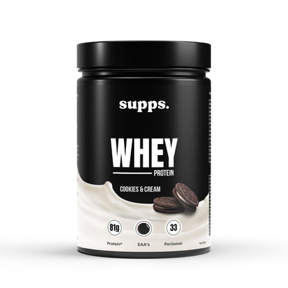 Whey Protein Cookies & Cream – Eiweißpulver mit 98 % Molkeneiweiß zur Unterstützung von Muskelaufbau, Fettverbrennung und Hautstraffung