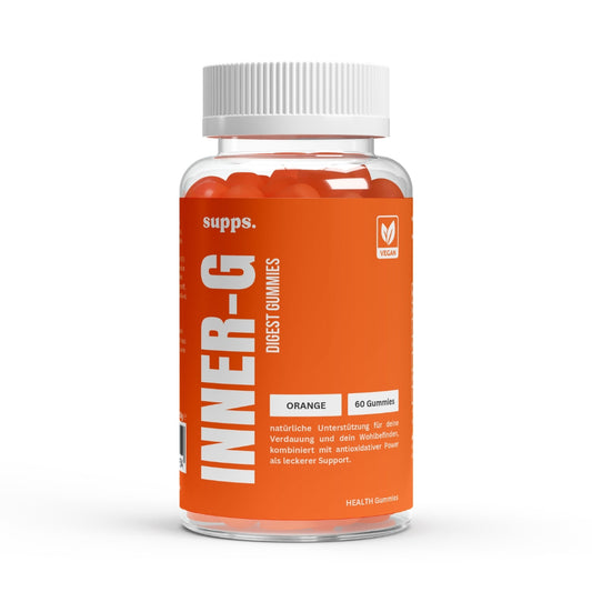Inner-G Gummies – vegane, zuckerfreie Nahrungsergänzung mit Kurkuma, Ingwer und Beta-Carotin zur Unterstützung von Verdauung, Haut und allgemeinem Wohlbefinden